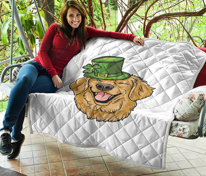 Patrick's Day Golden Retriever Print Quilt