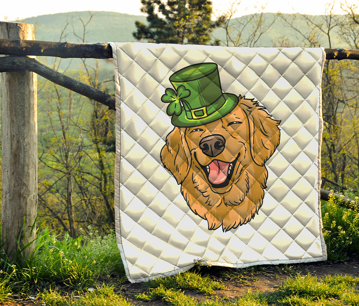 Patrick's Day Golden Retriever Print Quilt
