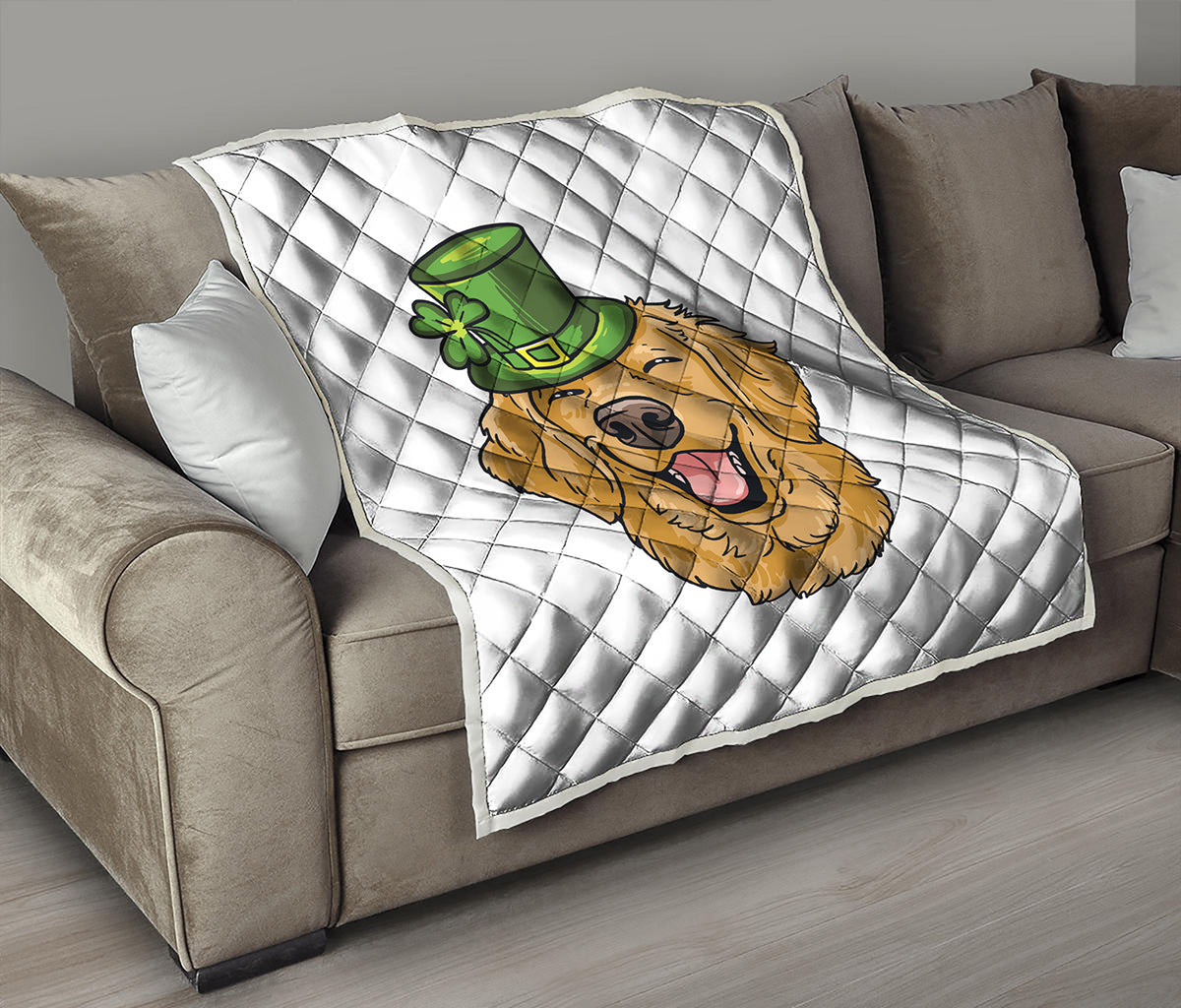 Patrick's Day Golden Retriever Print Quilt