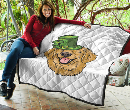 Patrick's Day Golden Retriever Print Quilt