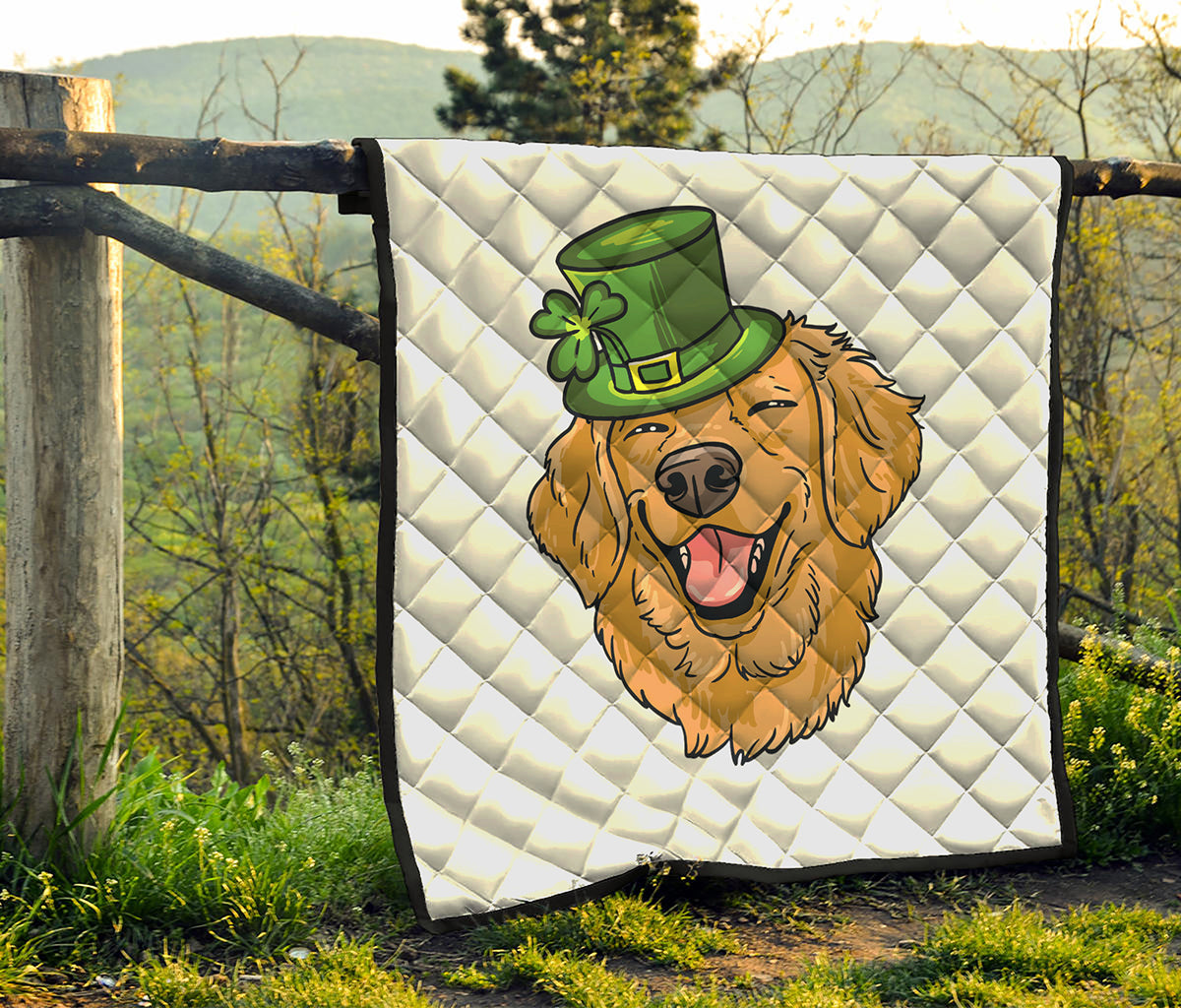 Patrick's Day Golden Retriever Print Quilt