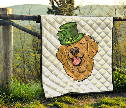 Patrick's Day Golden Retriever Print Quilt