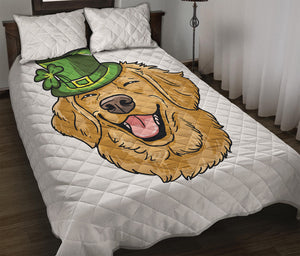 Patrick's Day Golden Retriever Print Quilt Bed Set