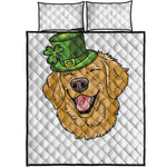 Patrick's Day Golden Retriever Print Quilt Bed Set