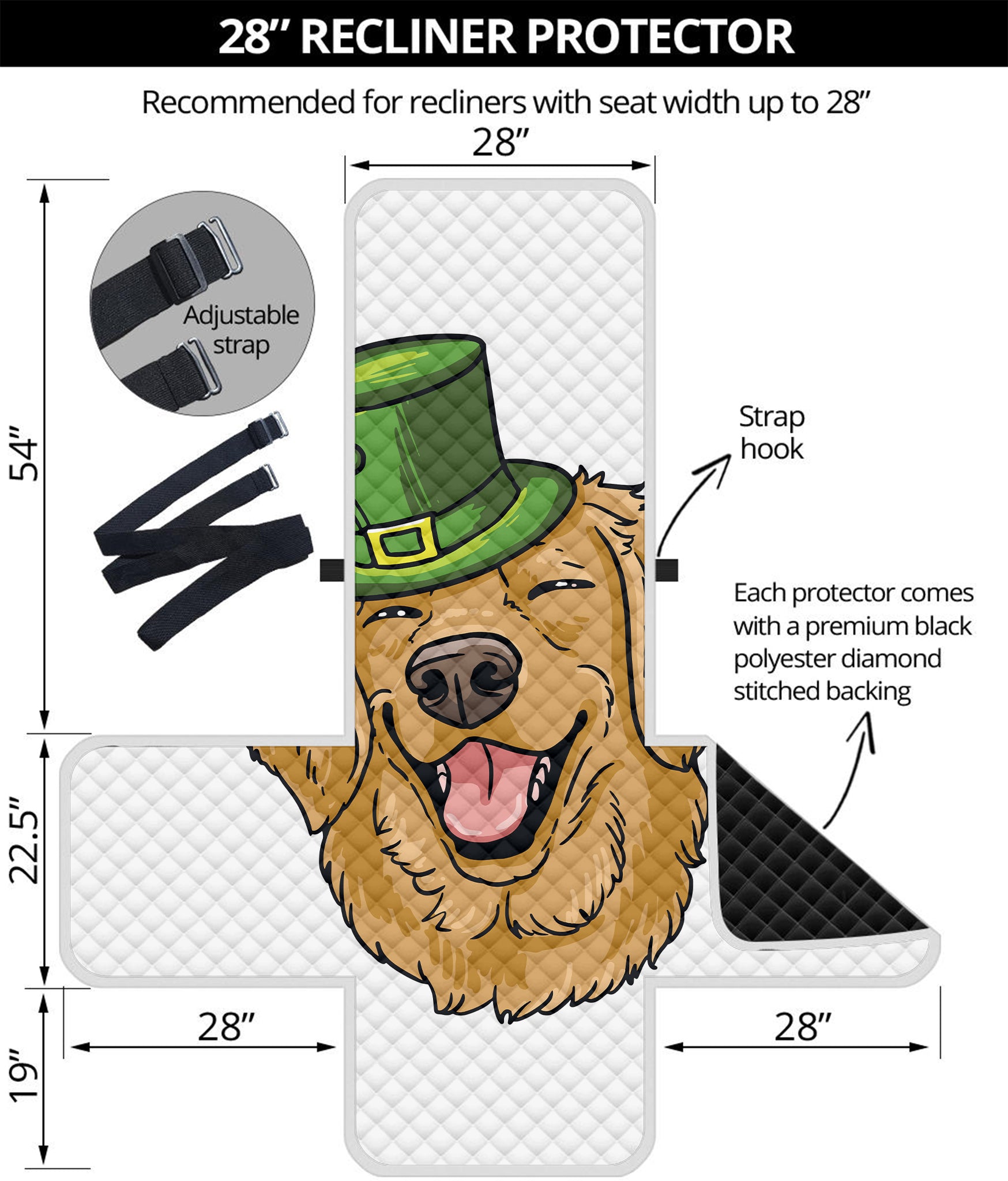 Patrick's Day Golden Retriever Print Recliner Protector