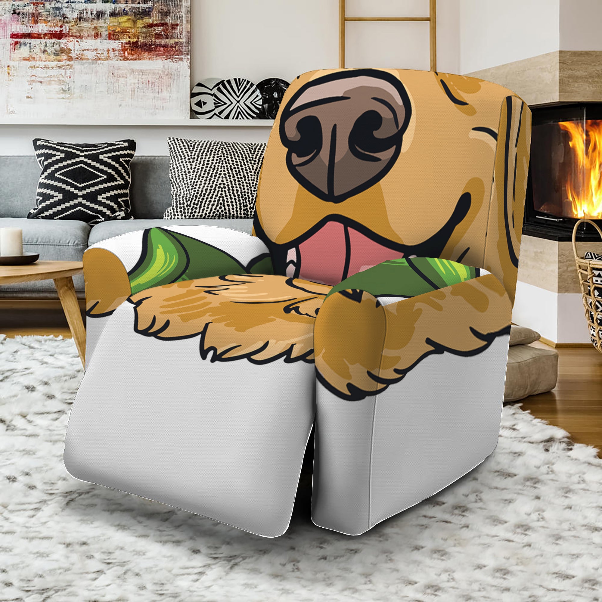 Patrick's Day Golden Retriever Print Recliner Slipcover