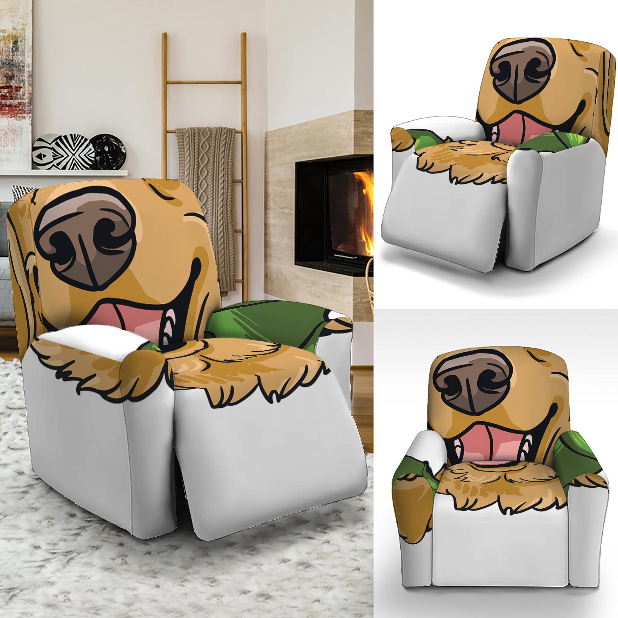 Patrick's Day Golden Retriever Print Recliner Slipcover