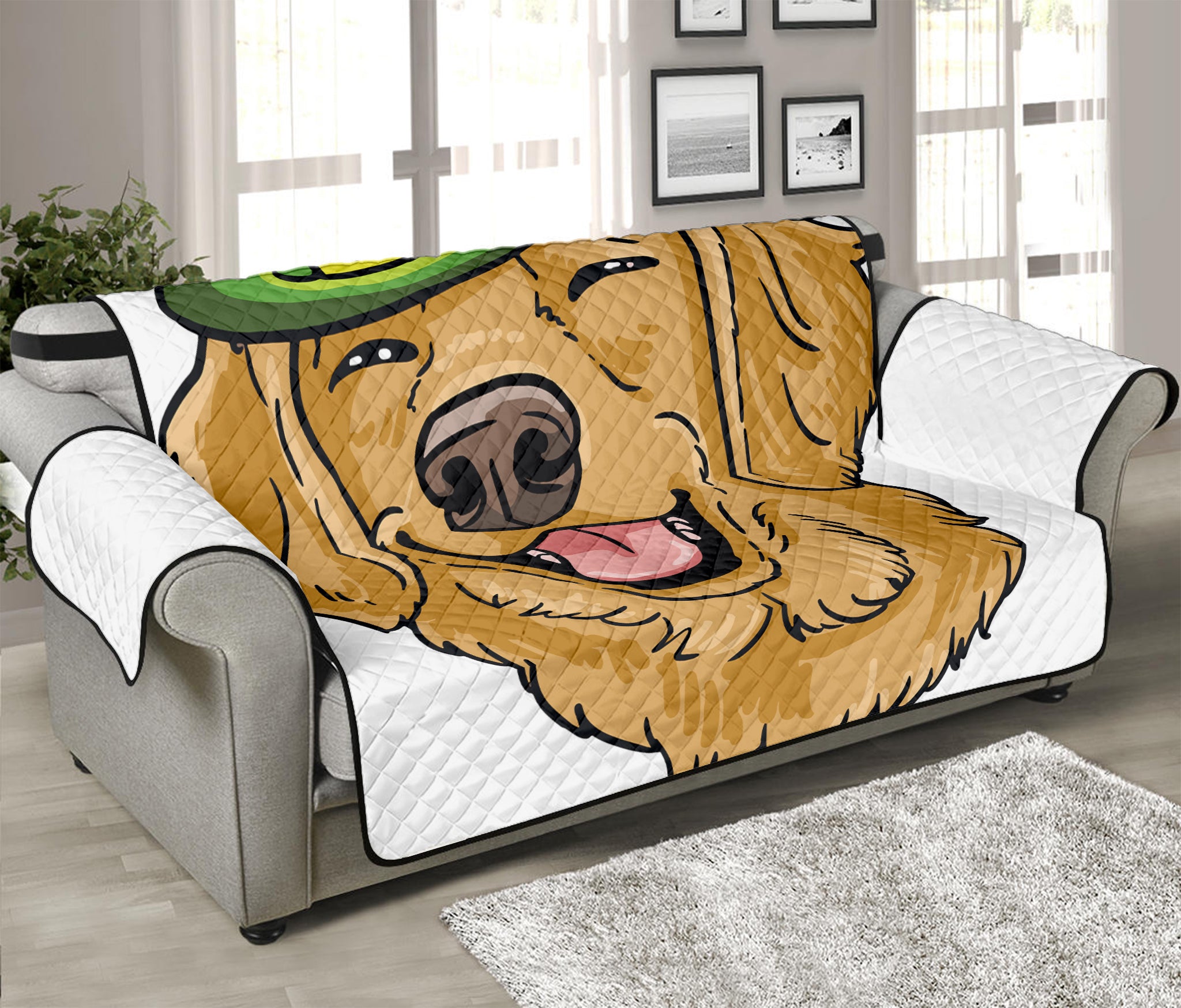 Patrick's Day Golden Retriever Print Sofa Protector