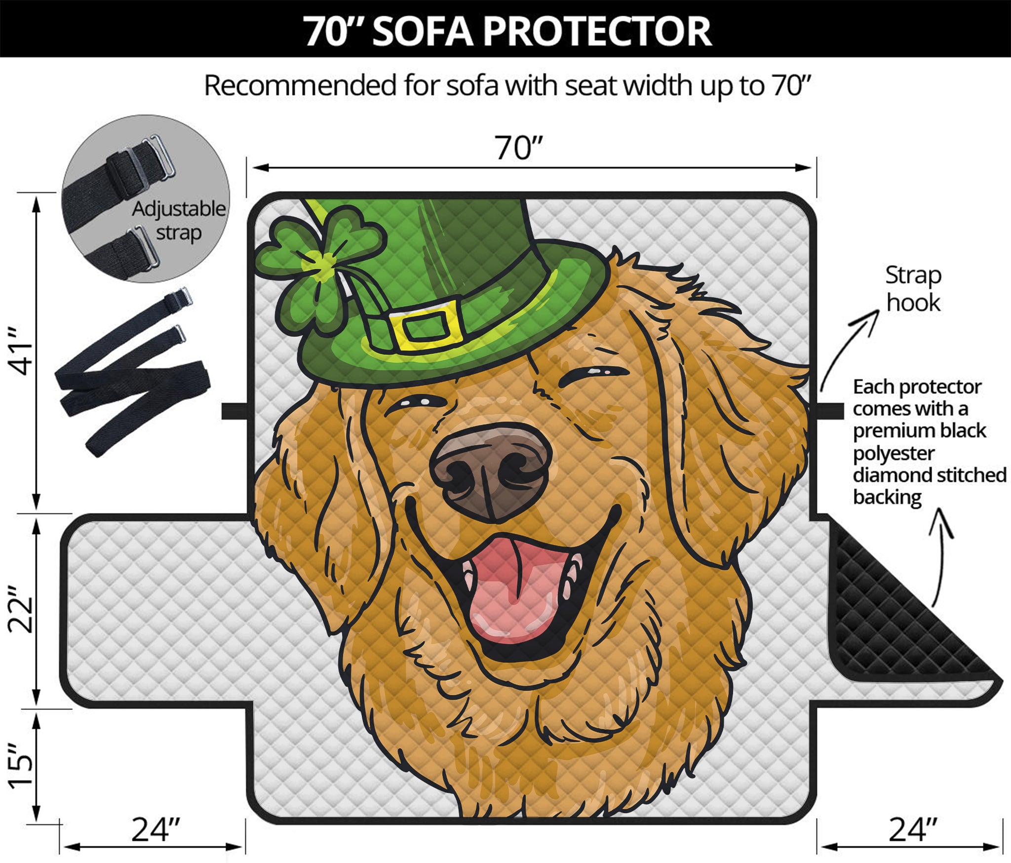 Patrick's Day Golden Retriever Print Sofa Protector