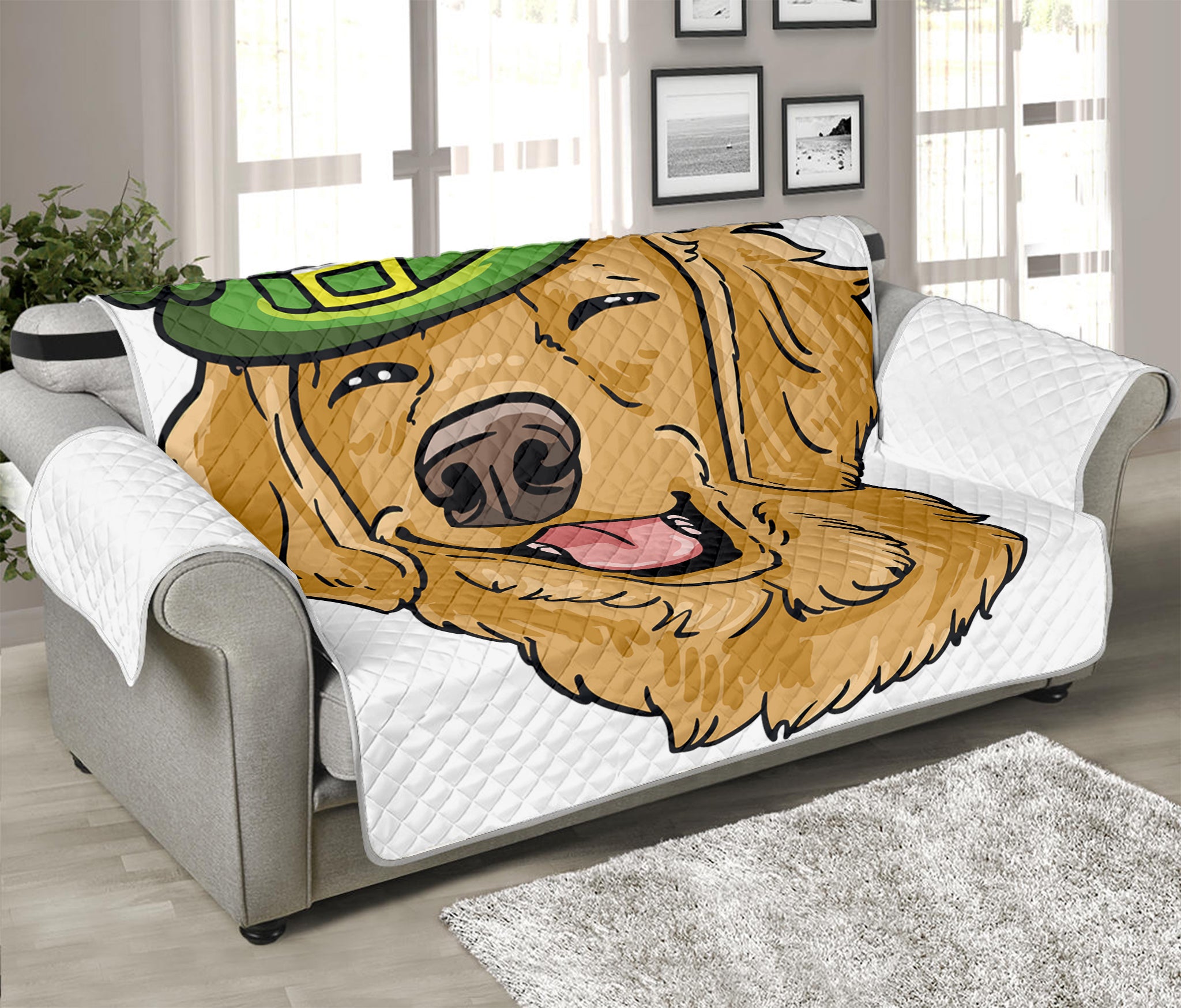 Patrick's Day Golden Retriever Print Sofa Protector