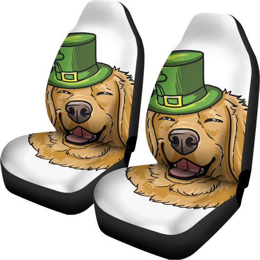 Patrick's Day Golden Retriever Print Universal Fit Car Seat Covers