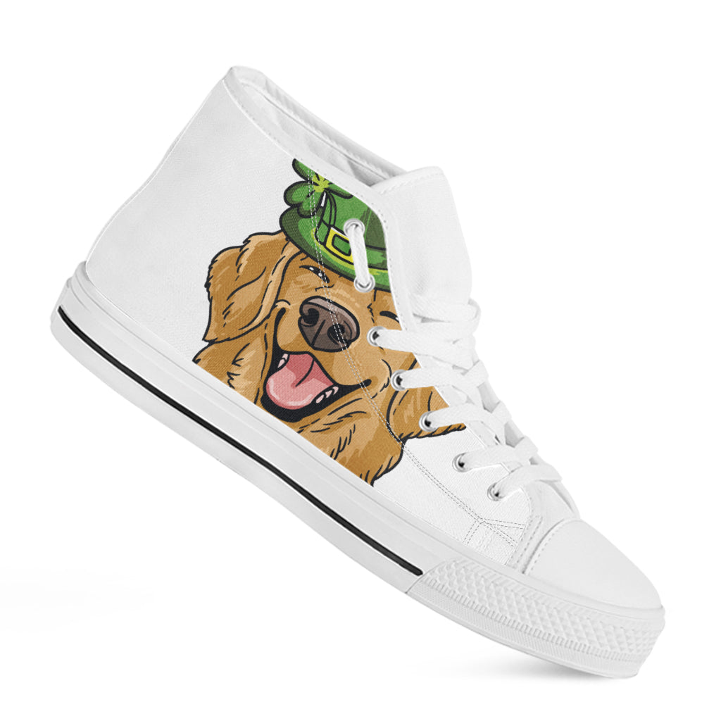 Patrick's Day Golden Retriever Print White High Top Shoes