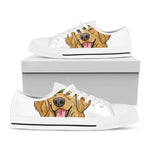 Patrick's Day Golden Retriever Print White Low Top Shoes