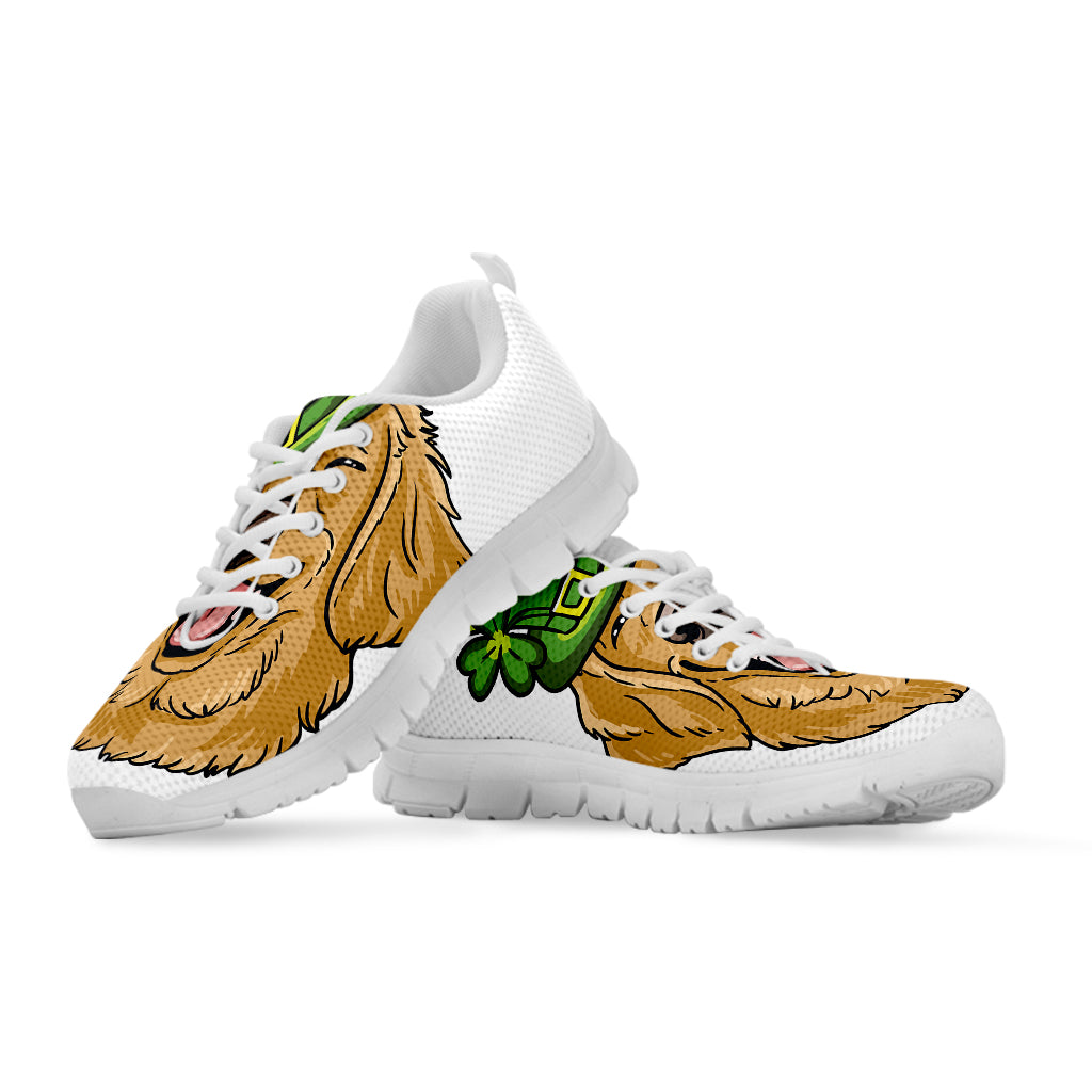 Patrick's Day Golden Retriever Print White Sneakers