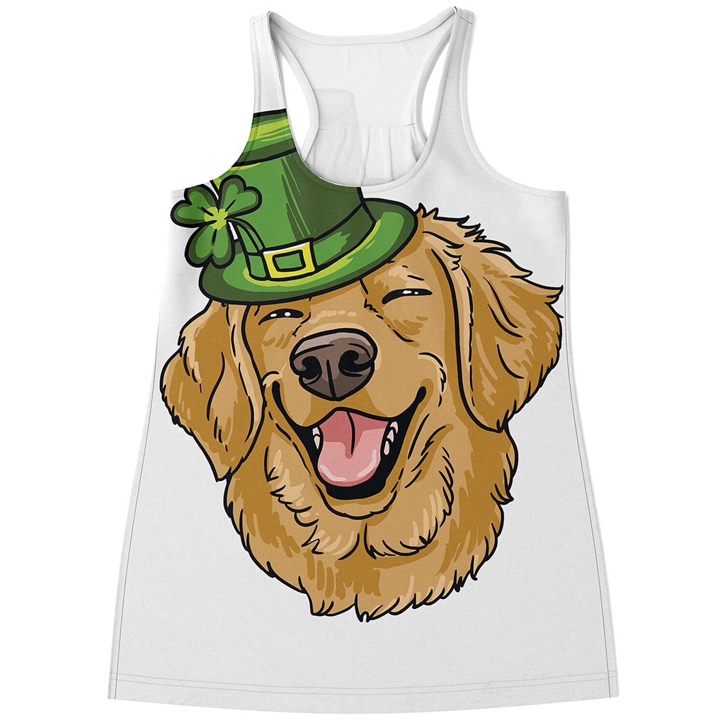 Patrick's Day Golden Retriever Print Women's Racerback Tank Top