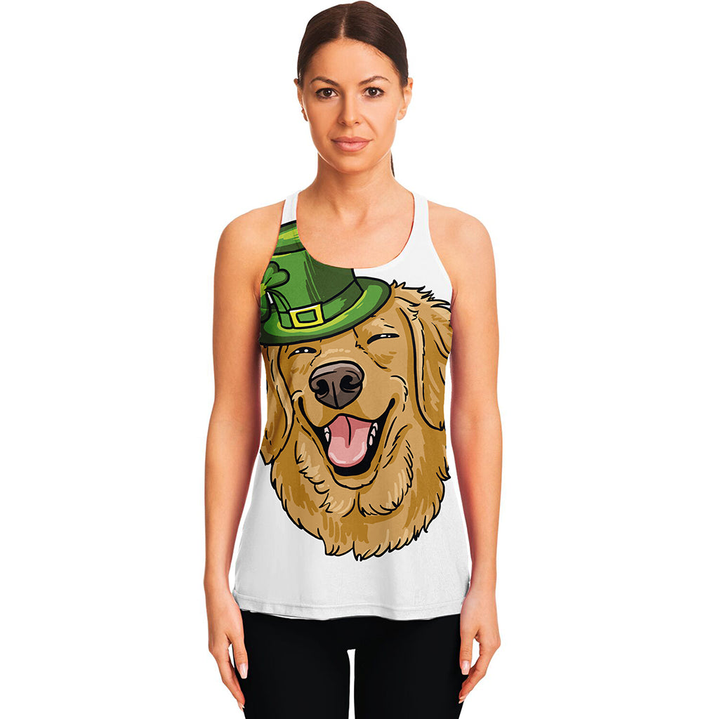 Patrick's Day Golden Retriever Print Women's Racerback Tank Top