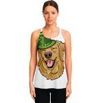 Patrick's Day Golden Retriever Print Women's Racerback Tank Top