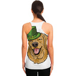 Patrick's Day Golden Retriever Print Women's Racerback Tank Top