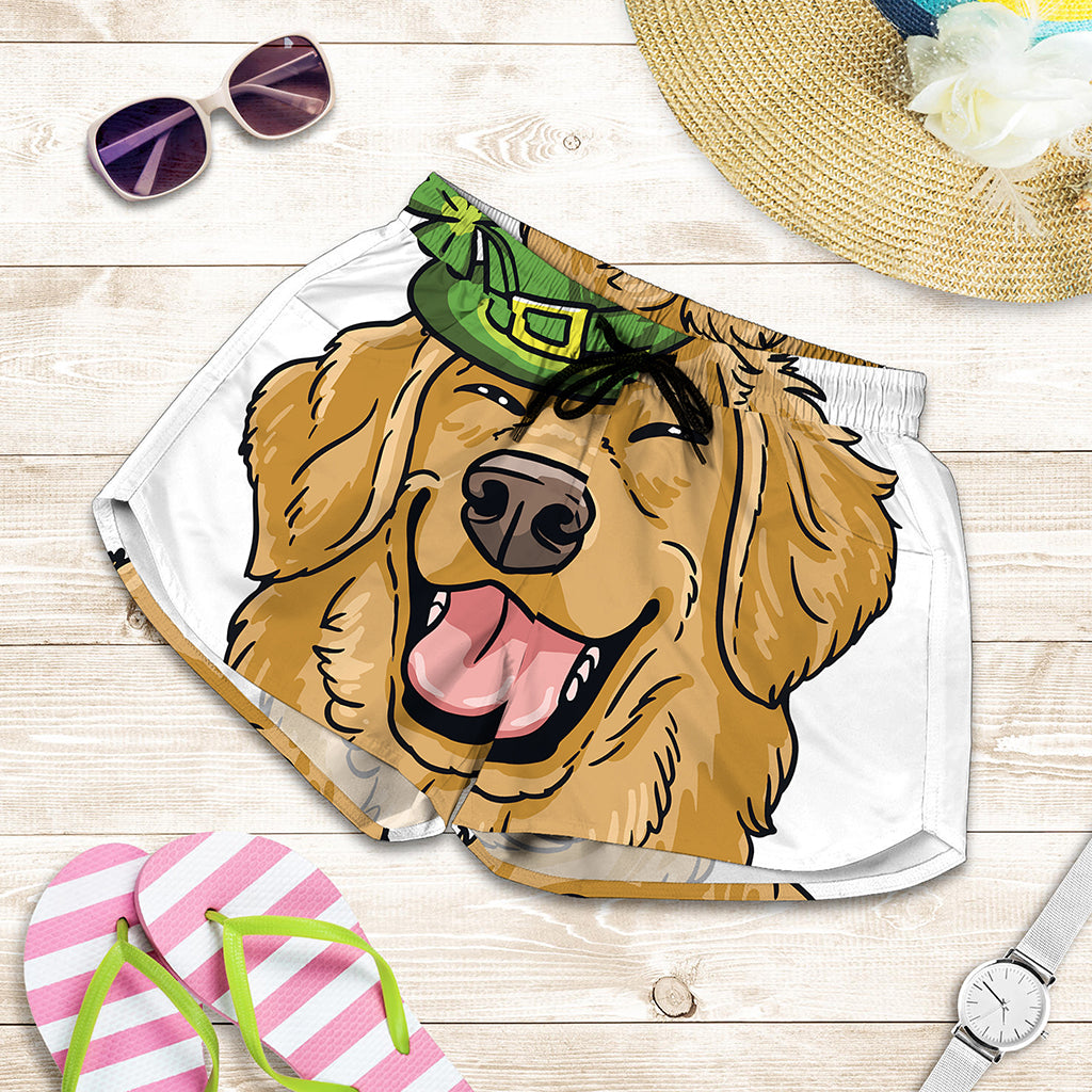 Patrick's Day Golden Retriever Print Women's Shorts