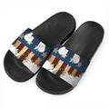 Patriotic American Eagle Print Black Slide Sandals