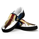 Patriotic American Eagle Print Black Slip On Shoes