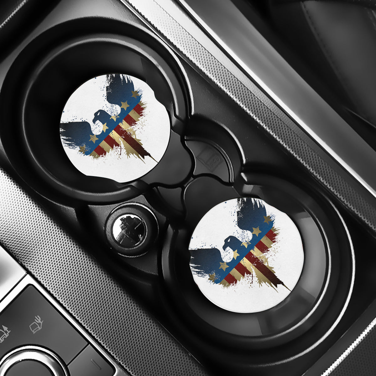 Patriotic American Eagle Print Car Coasters