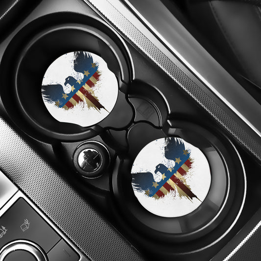 Patriotic American Eagle Print Car Coasters