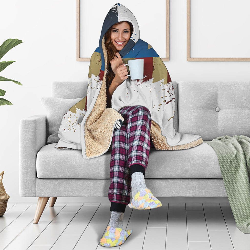 Patriotic American Eagle Print Hooded Blanket
