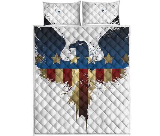 Patriotic American Eagle Print Quilt Bed Set
