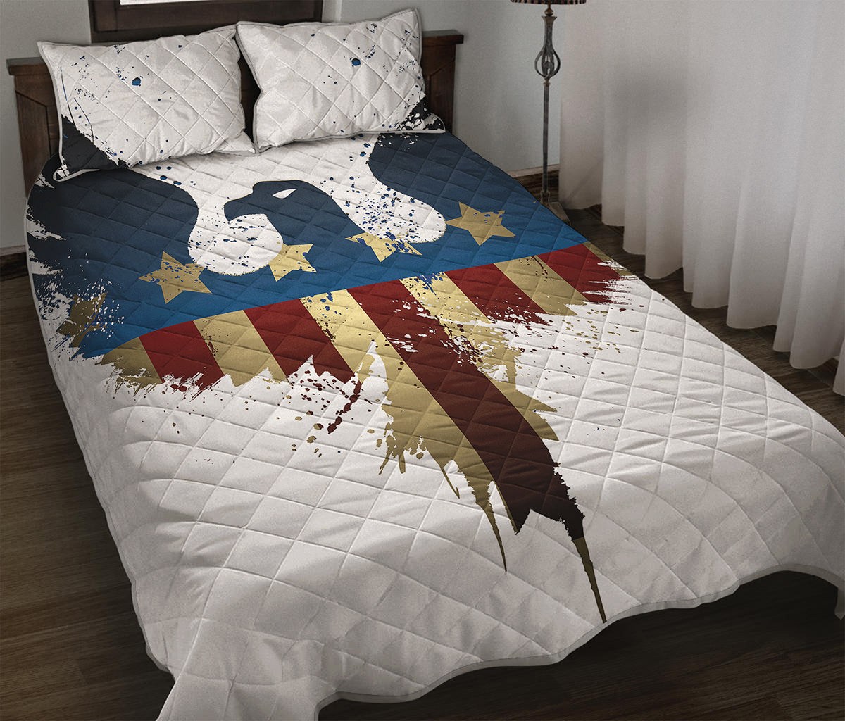 Patriotic American Eagle Print Quilt Bed Set