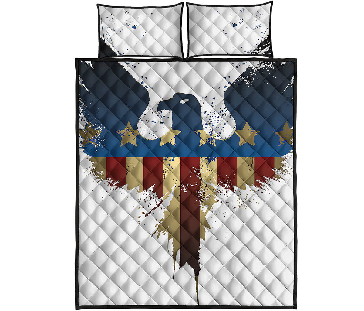 Patriotic American Eagle Print Quilt Bed Set