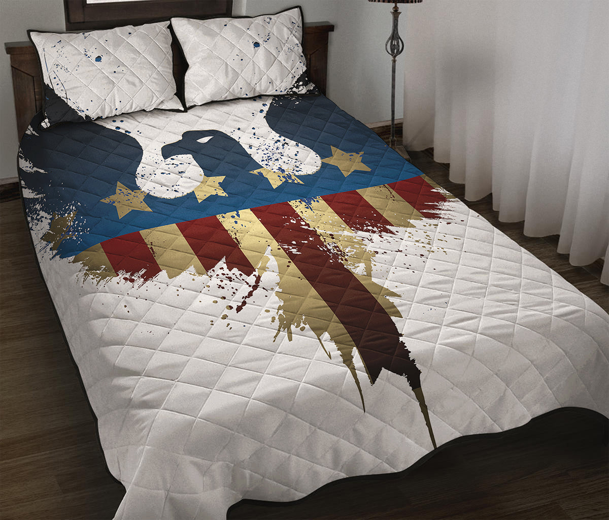 Patriotic American Eagle Print Quilt Bed Set