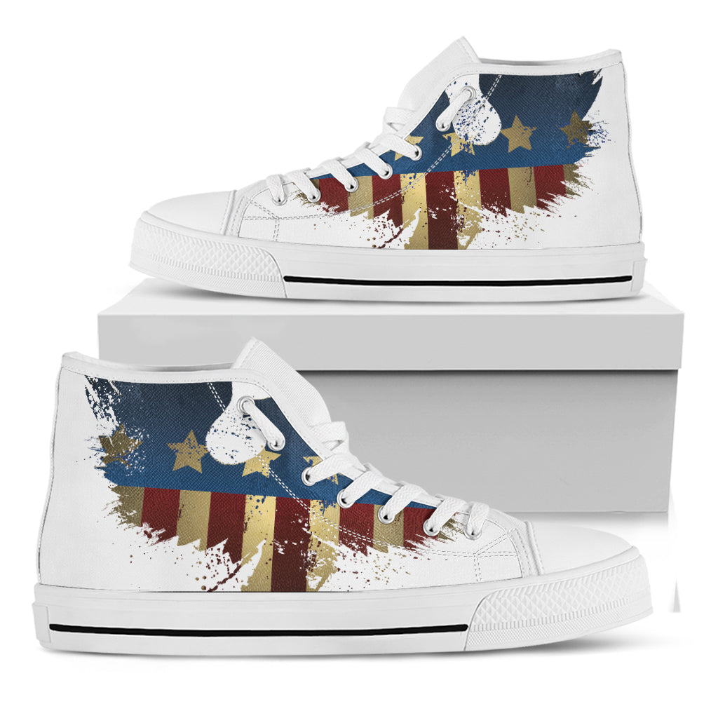 Patriotic American Eagle Print White High Top Shoes
