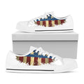 Patriotic American Eagle Print White Low Top Sneakers