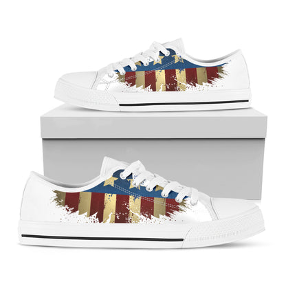 Patriotic American Eagle Print White Low Top Shoes