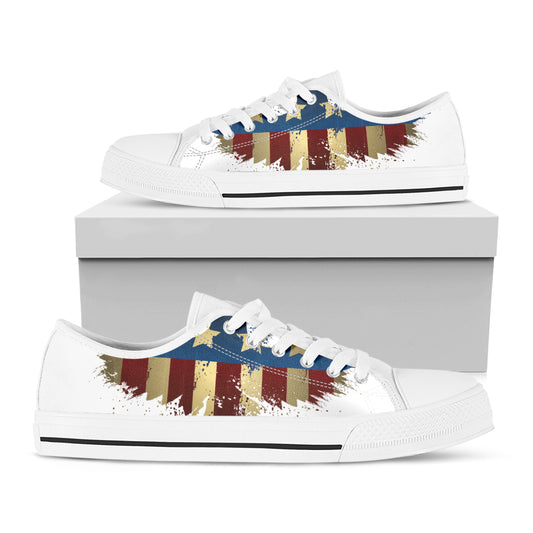 Patriotic American Eagle Print White Low Top Shoes