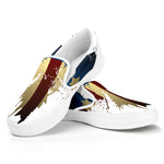 Patriotic American Eagle Print White Slip On Shoes