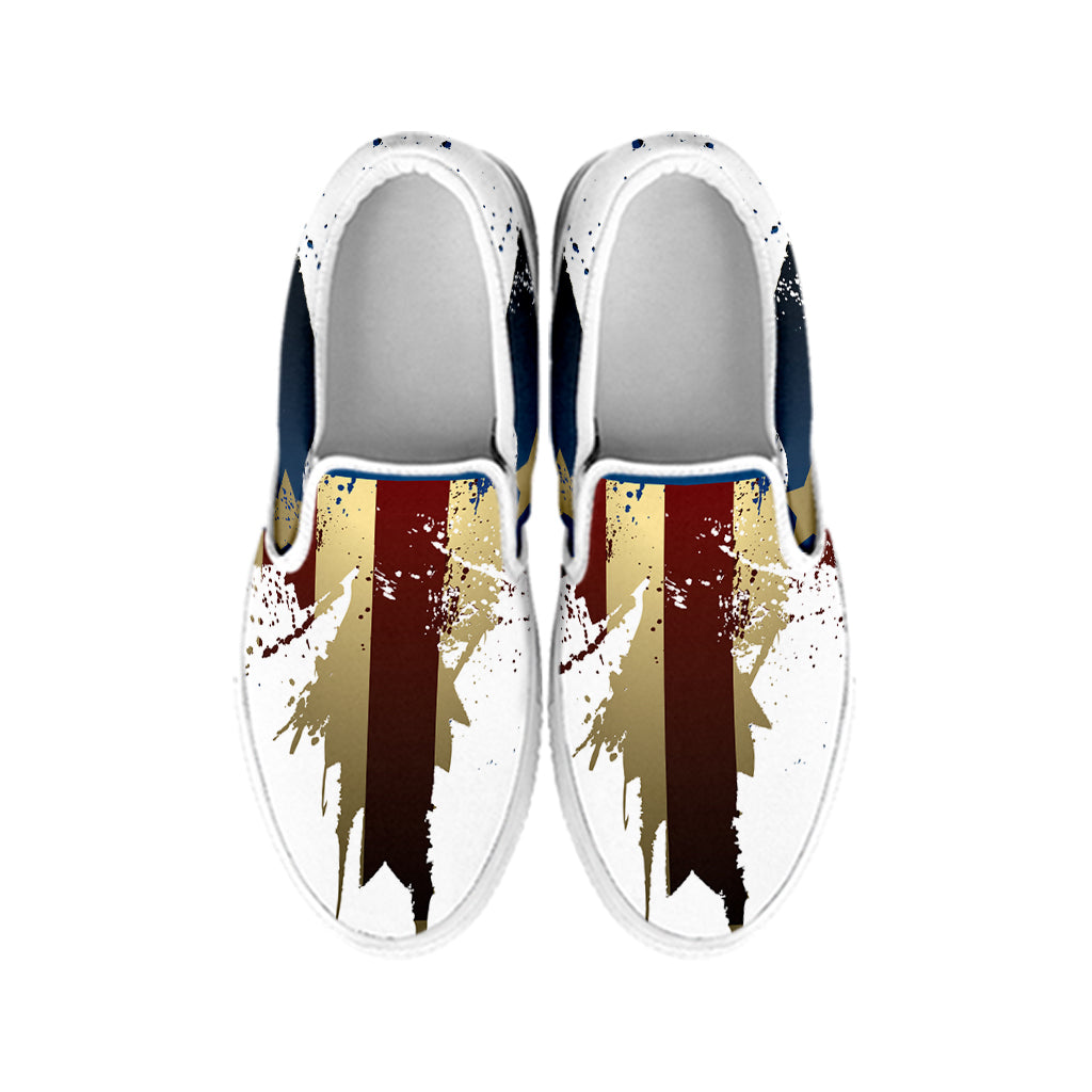 Patriotic American Eagle Print White Slip On Shoes