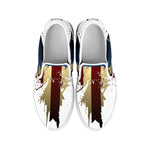Patriotic American Eagle Print White Slip On Shoes