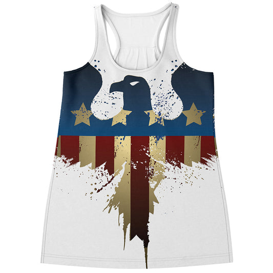 Patriotic American Eagle Print Women's Racerback Tank Top