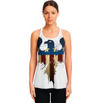 Patriotic American Eagle Print Women's Racerback Tank Top