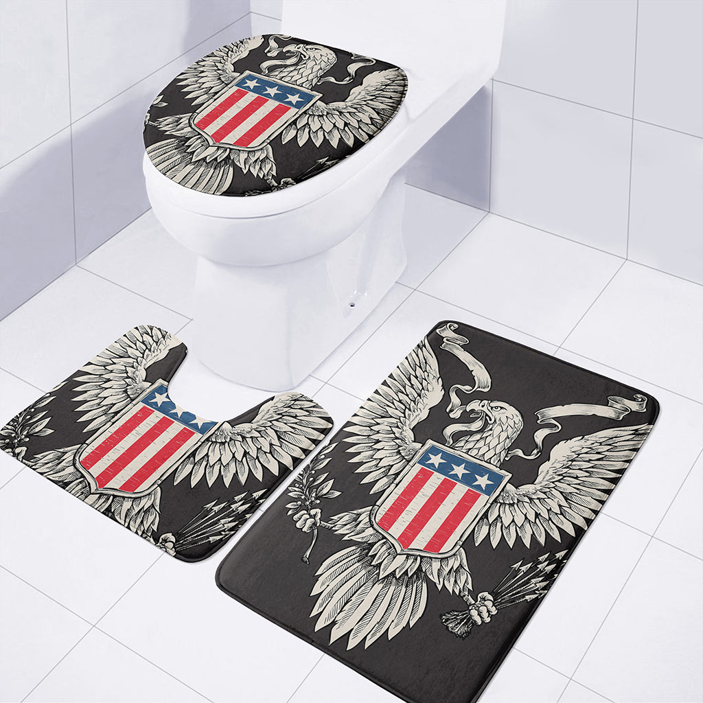 Patriotic USA Eagle Print 3 Piece Bath Mat Set