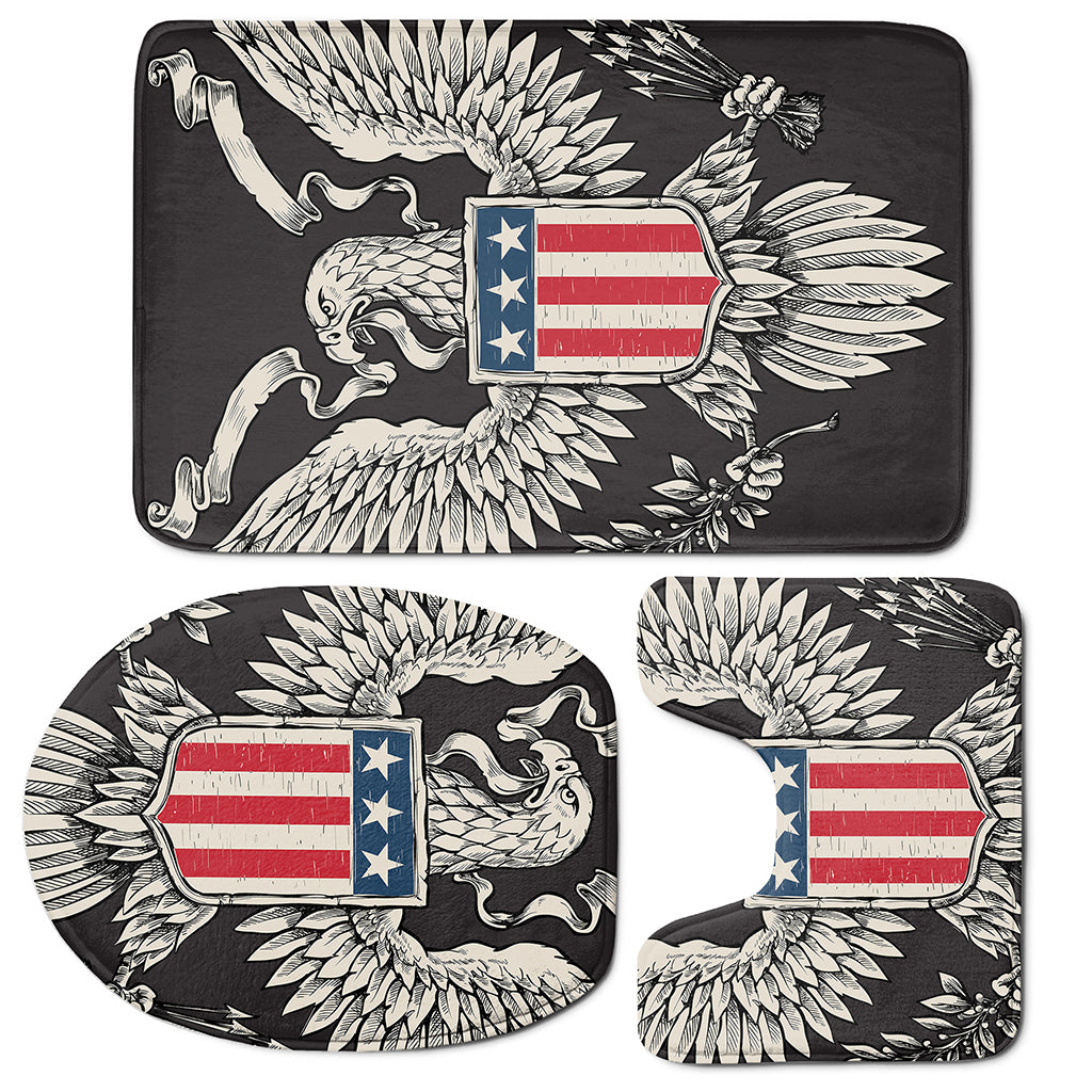 Patriotic USA Eagle Print 3 Piece Bath Mat Set