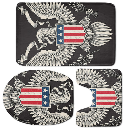 Patriotic USA Eagle Print 3 Piece Bath Mat Set