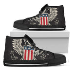 Patriotic USA Eagle Print Black High Top Shoes