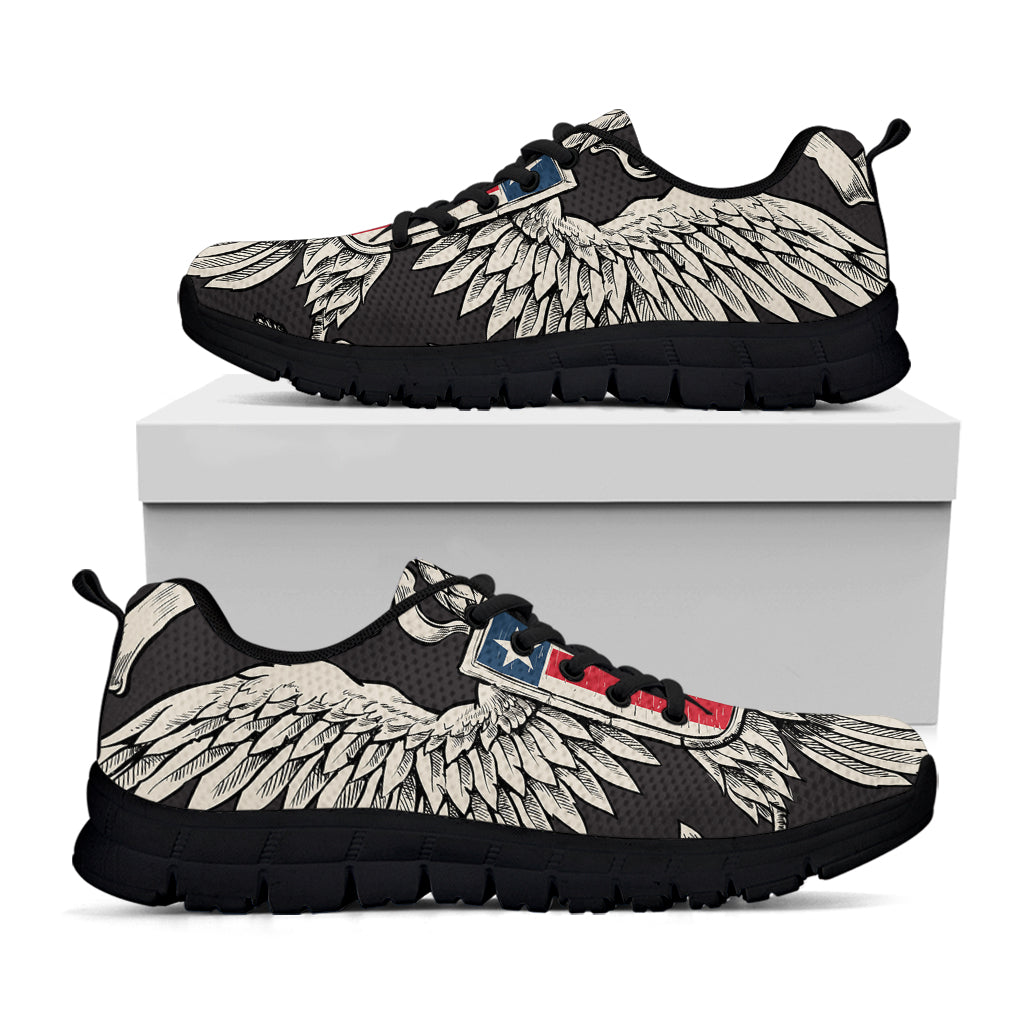 Patriotic USA Eagle Print Black Sneakers