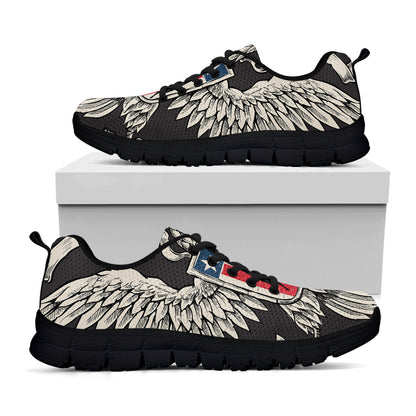 Patriotic USA Eagle Print Black Sneakers
