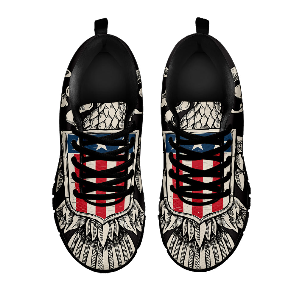 Patriotic USA Eagle Print Black Sneakers