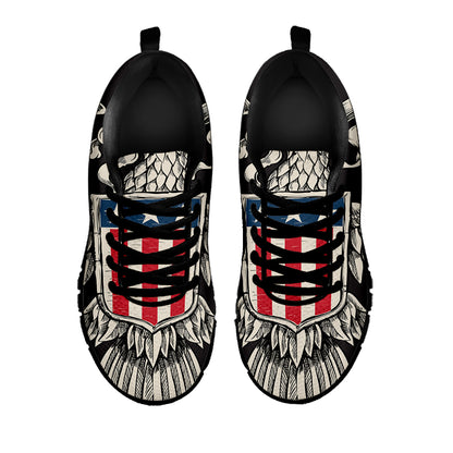 Patriotic USA Eagle Print Black Sneakers