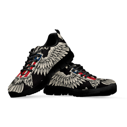 Patriotic USA Eagle Print Black Sneakers